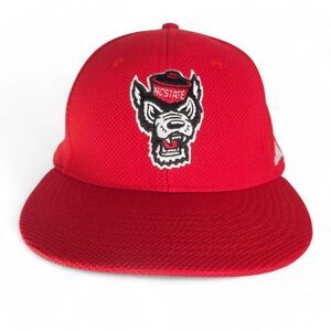 Adidas NC State NCSU Wolfpack Fitted Hat Red / White / Black 7 1/2